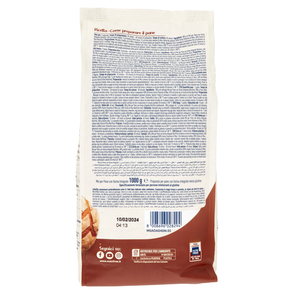 Nutrifree Mix per Pane con Farina Integrale Senza Glutine 1000 g