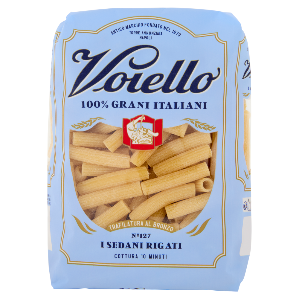 Voiello Pasta I Sedani Rigati N°127 grani 100% italiani Trafilata bronzo 500g
