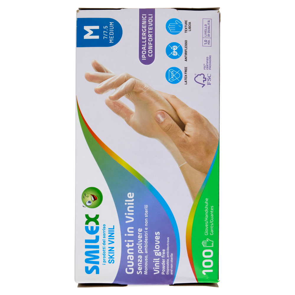 Smilex Guanti in Vinile Senza polvere M 100 pz