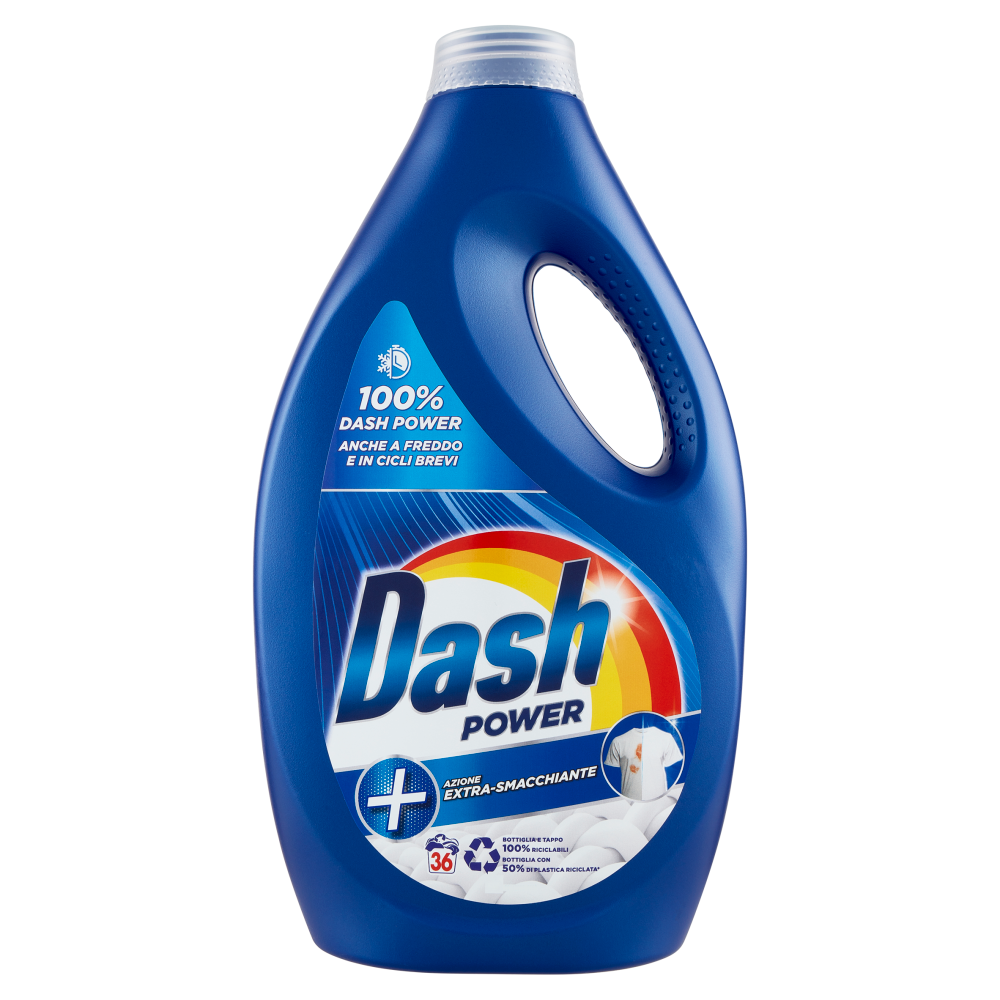 Dash Power Detersivo Liquido Lavatrice, Azione Extra-Smacchiante, 36 Lavaggi 1800 ml