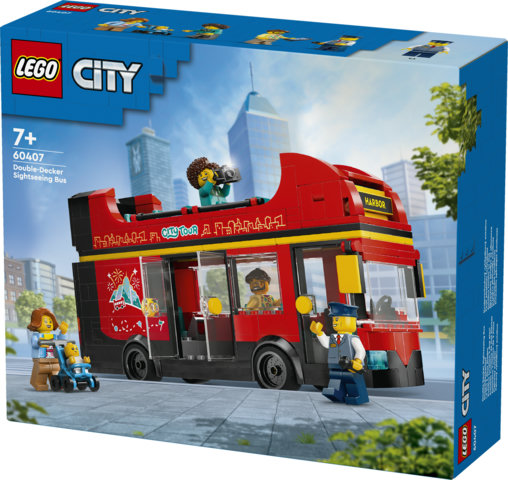 LEGO City 60407 Autobus Turistico Rosso a Due Piani, Giochi per Bambini 7+ con Veicolo Giocattolo e 5 Minifigure, Idea Regalo
