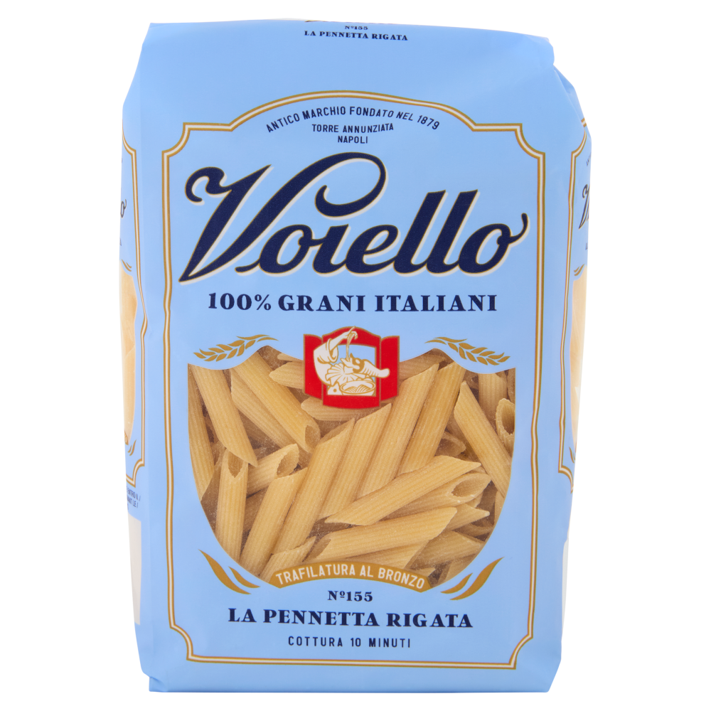 Voiello Pasta La Pennetta Rigata N°155 Grani 100% Italiani Trafilata Bronzo 500g