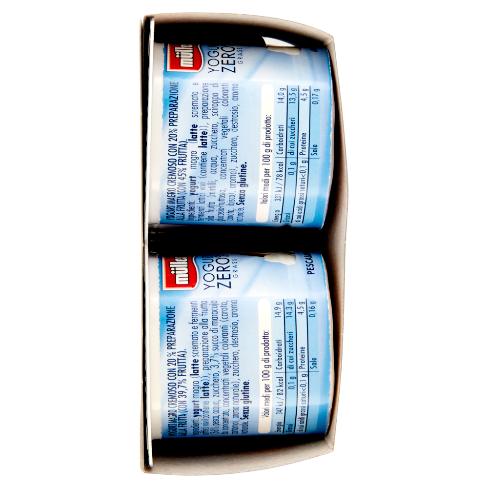 müller Yogurt Zero% Grassi Fragola, Pesca&Maracuja, Mirtillo in Pezzi - Vaniglia Naturale 8 x 125 g