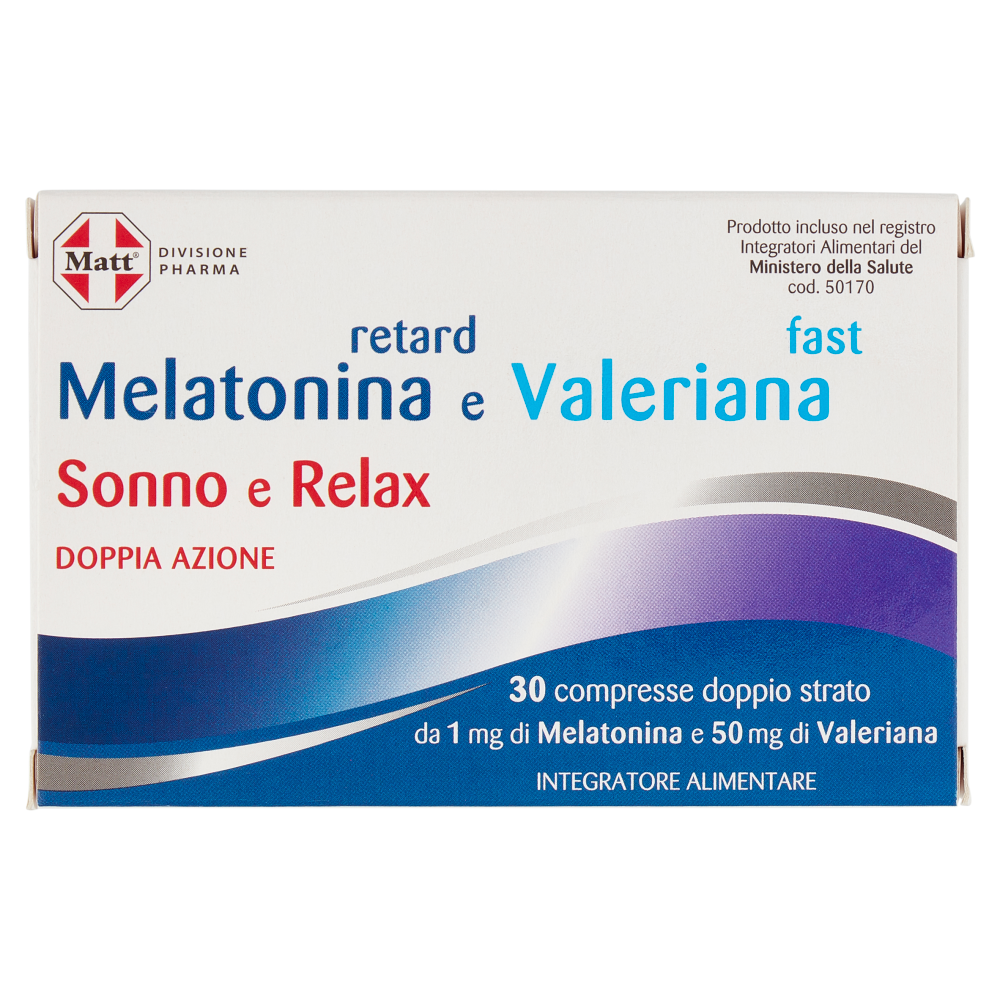 Matt Divisione Pharma Melatonina retard e Valeriana fast Sonno e Relax 30 compresse 12 g