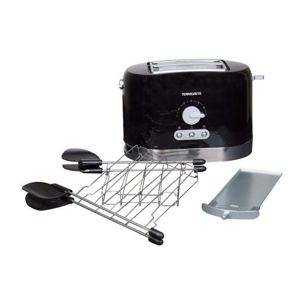 Termozeta 76034 7 2 fetta/e 870 W Nero, Acciaio inox