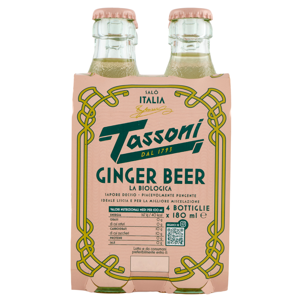 Tassoni Ginger Beer la Biologica 4 x 180 ml