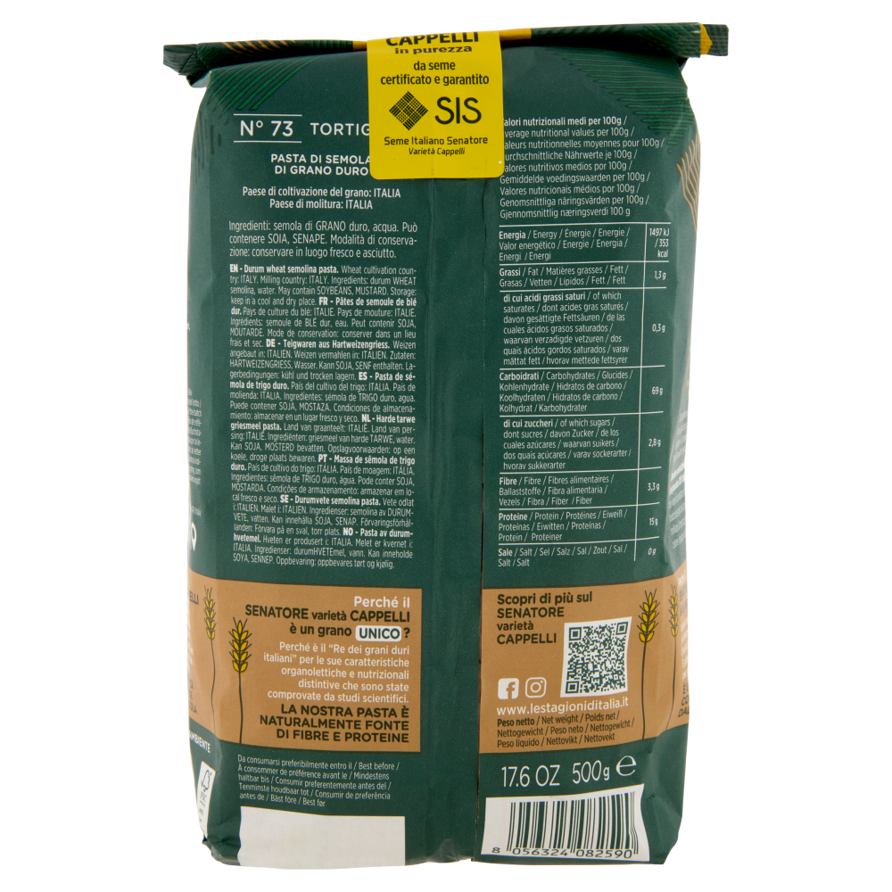Le Stagioni d'Italia Senatore varietà Cappelli Tortiglioni 500 g