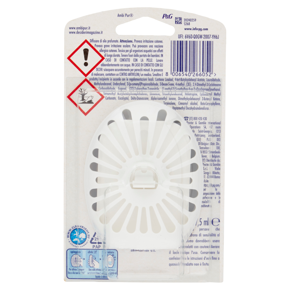 Ambi Pur Bagno Profumatore per Ambienti Elimina e Previene gli Odori, Risveglio Primaverile 7,5 ml