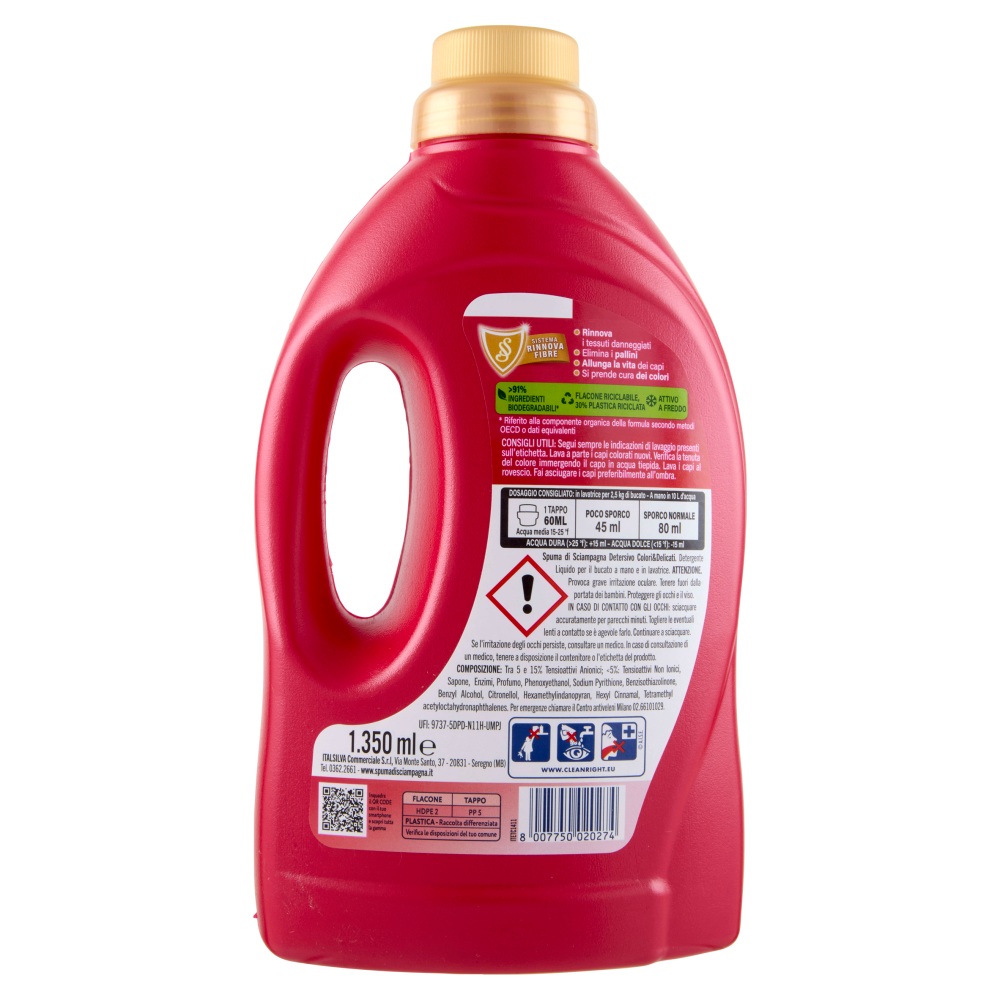 Spuma di Sciampagna Detersivo Colori & Delicati 1350 ml