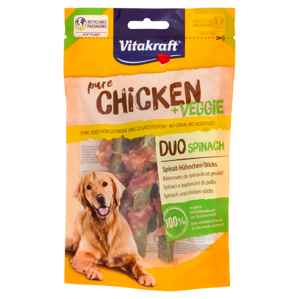 Vitakraft pure Chicken + Veggie Duo Spinach Spinaci e bastoncini di pollo 80 g