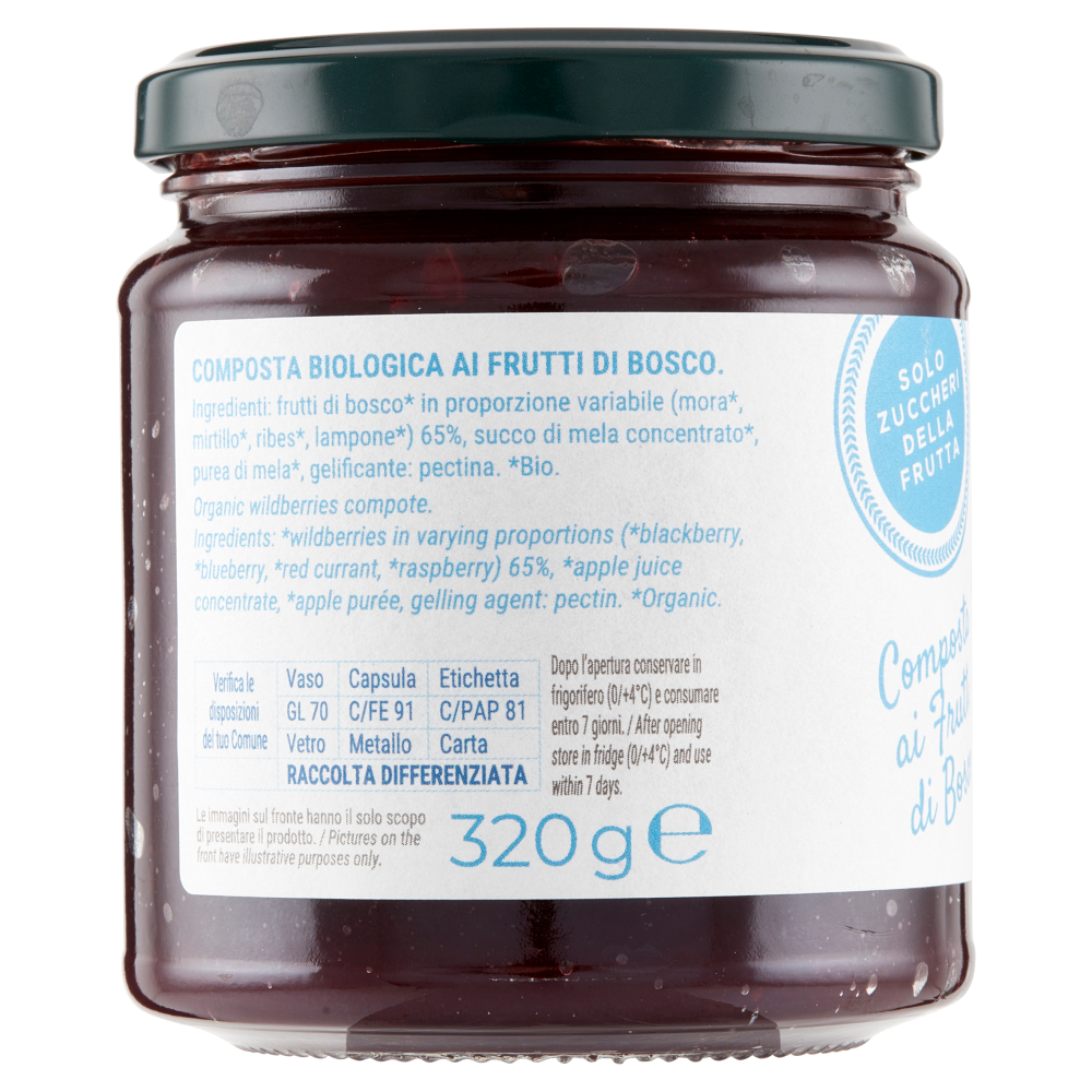 Bio Pi&ugrave; Composta ai Frutti di Bosco 320 g