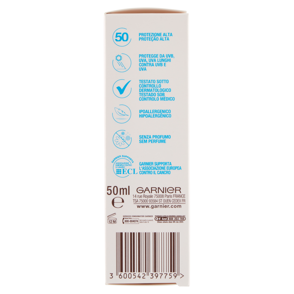 Garnier Ambre Solaire Crema Viso Protettiva, Azione Anti-Et&agrave;, SPF 50, Protezione Alta
