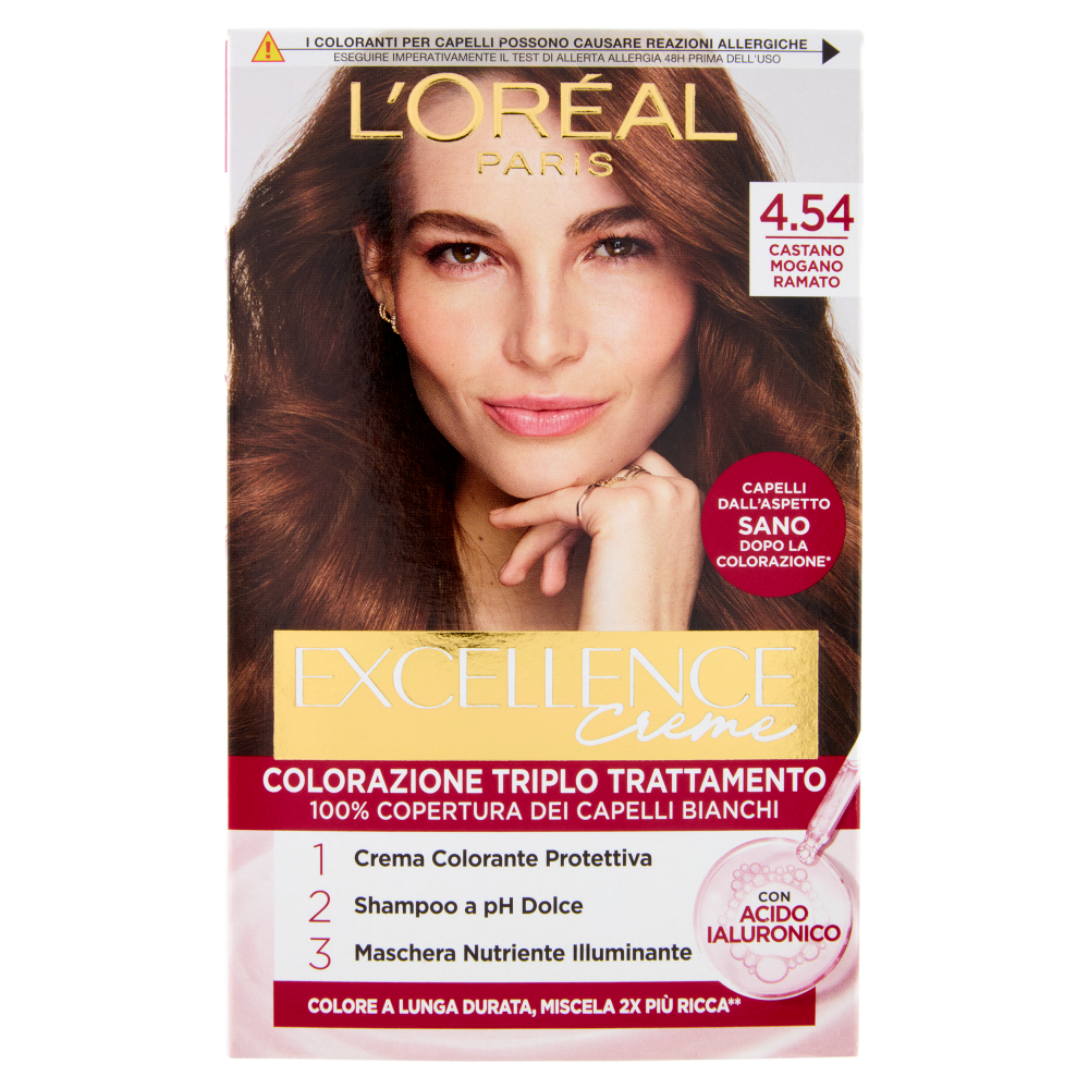 L'Oréal Paris Excellence Creme Colorazione Triplo Trattamento Castano Mogano Ramato 4.54