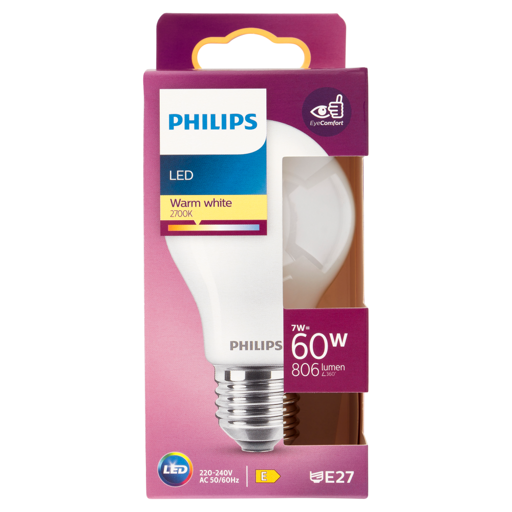 Philips Led goccia vetro 60W E27 2700K