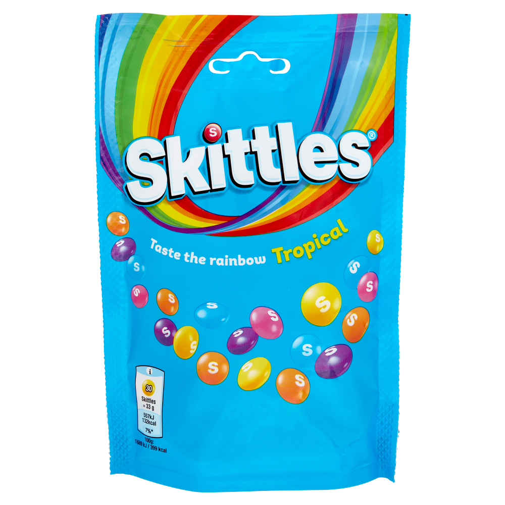 Skittles Tropical, Caramelle Assortite al Gusto di Frutta Tropicale, 136g
