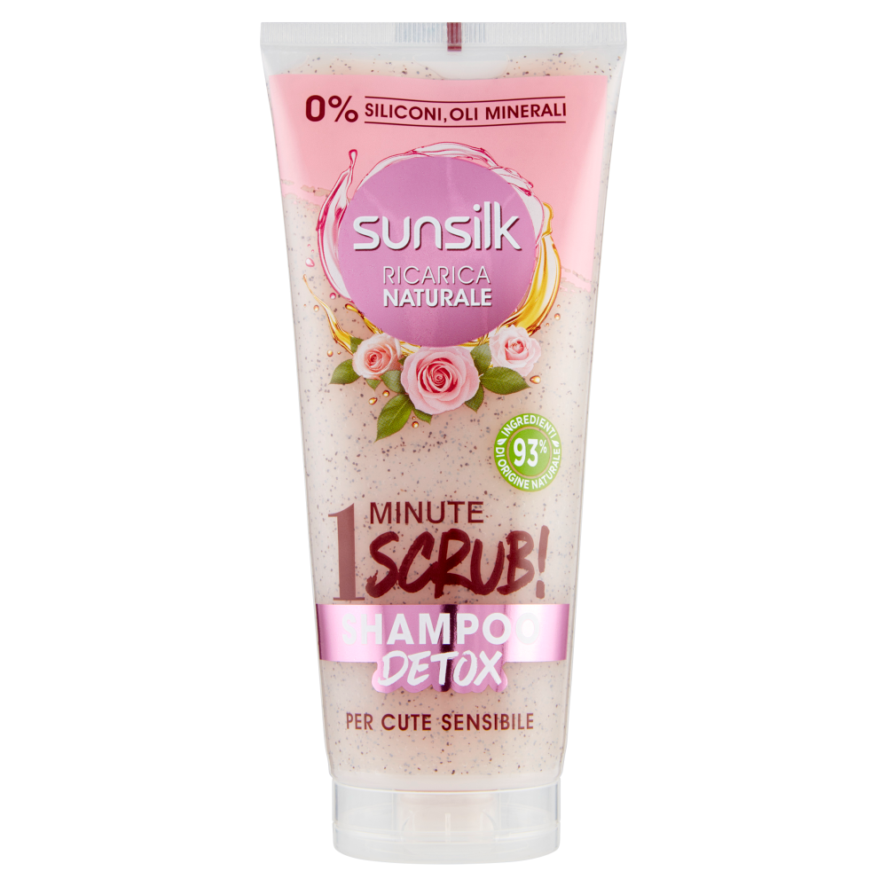 sunsilk Ricarica Naturale 1 Minute Scrub! Shampoo Detox per Cute Sensibile 200 ml
