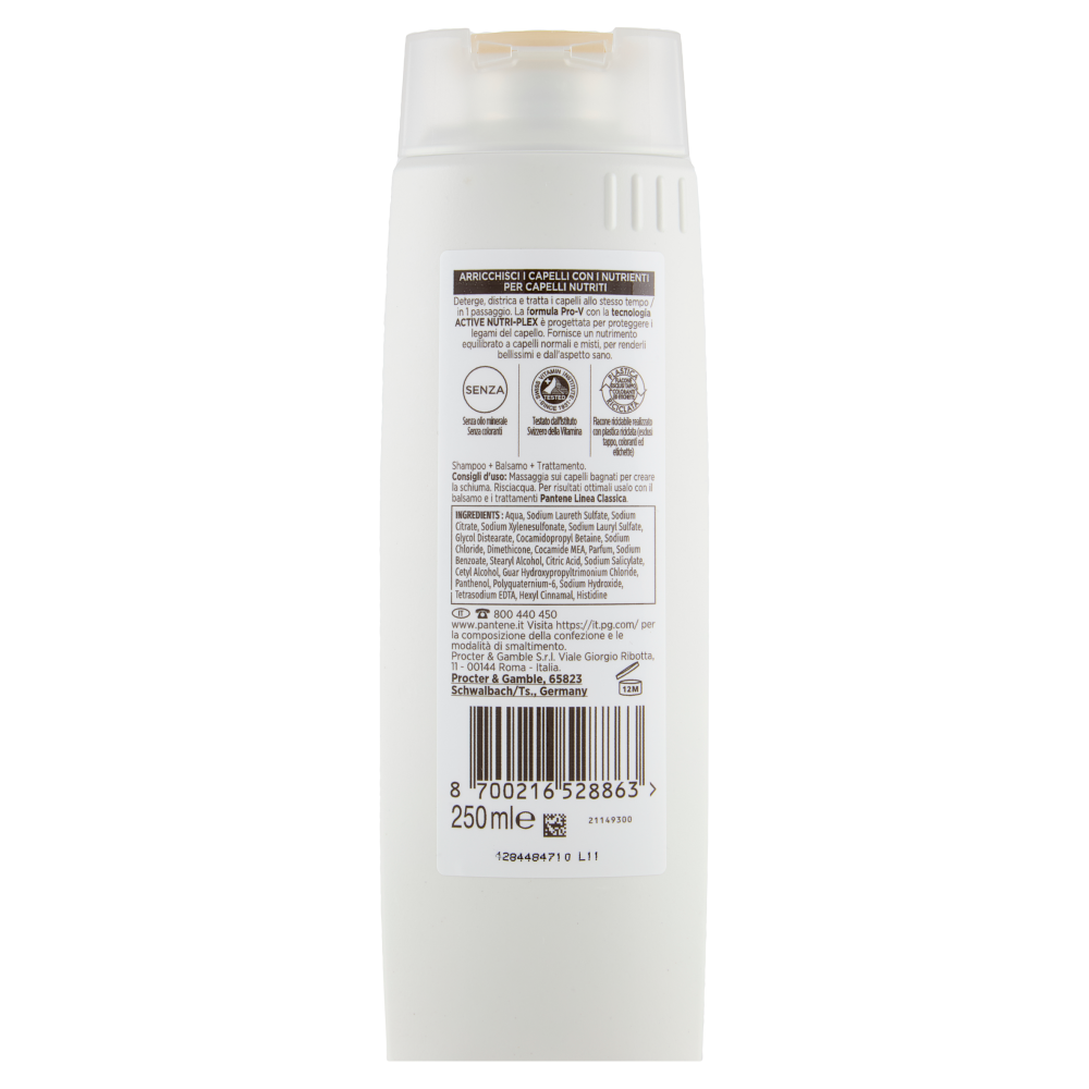 Pantene Pro-V Linea Classica 3 in 1 Shampoo + Balsamo + Trattamento Active Nutri-Plex 250 ml