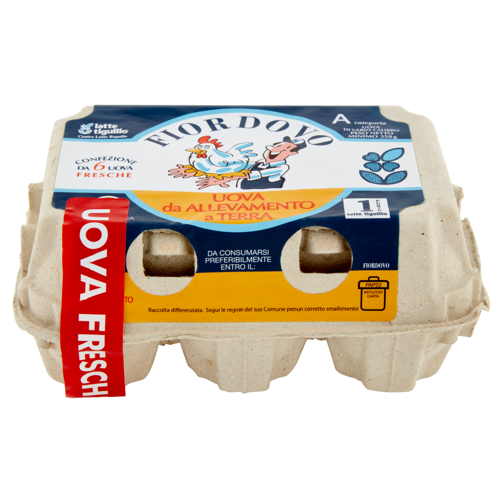 latte tigullio Fiordovo Uova da Allevamento a Terra Confezione da 6 Uova Fresche