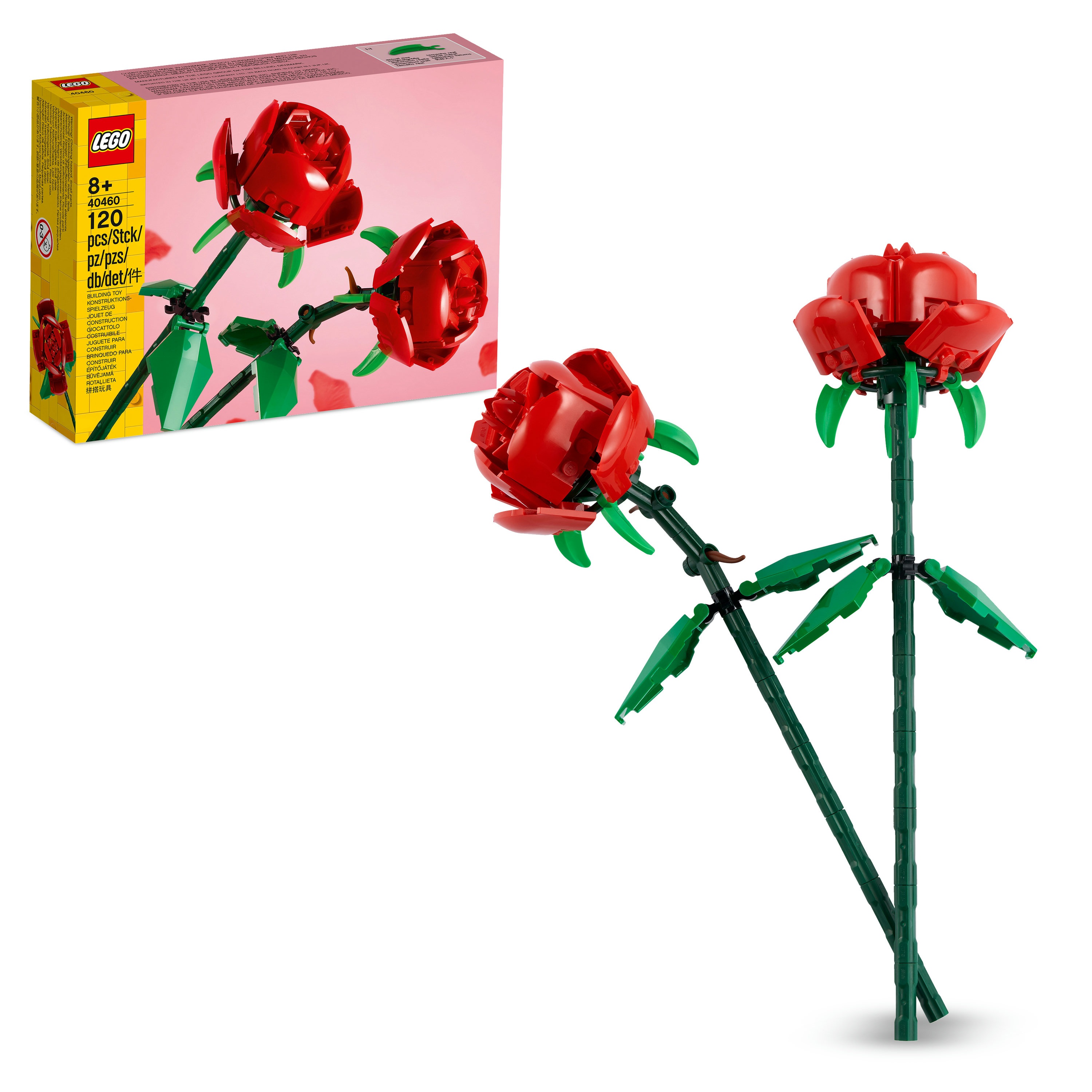 LEGO Botanicals 40460 Rose, Fiori Finti Compatibile con Bouquet di Fiori Artificiali, Regalo Donna, Uomo, Bambine e Bambini 8+