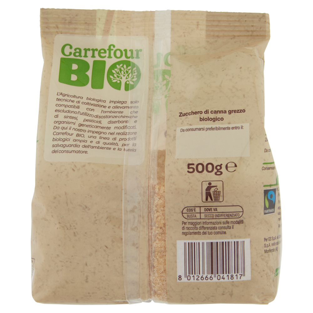 Carrefour Bio Zucchero di canna grezzo Biologico 500 g
