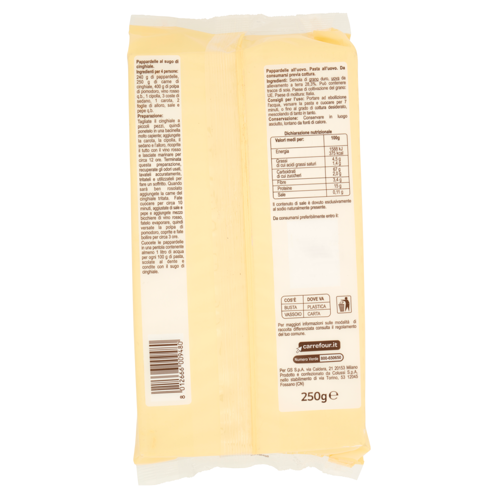 Carrefour Original N°216 Pappardelle all'Uovo 250 g