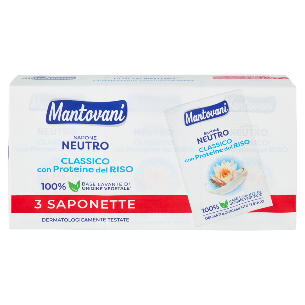Mantovani Sapone Neutro Classico con Proteine del Riso 3 x 90 g