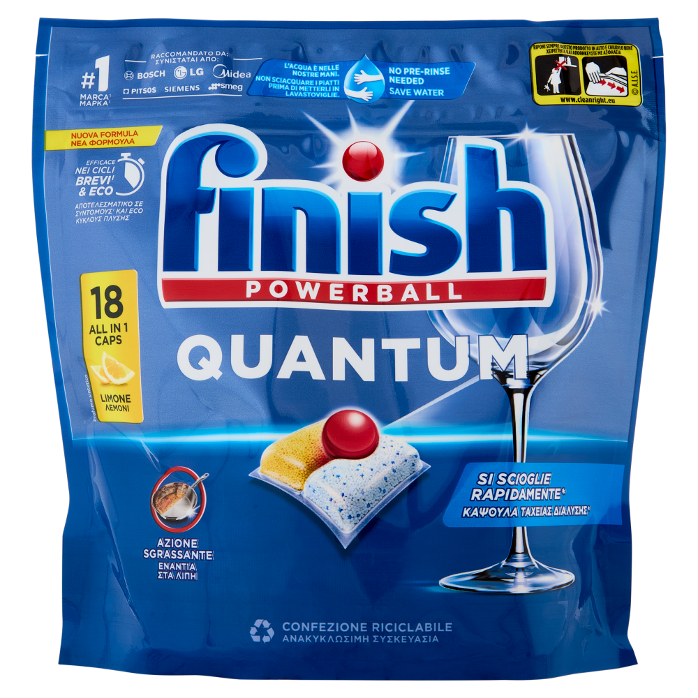 Finish Quantum Limone pastiglie lavastoviglie 18 lavaggi 187,2 g