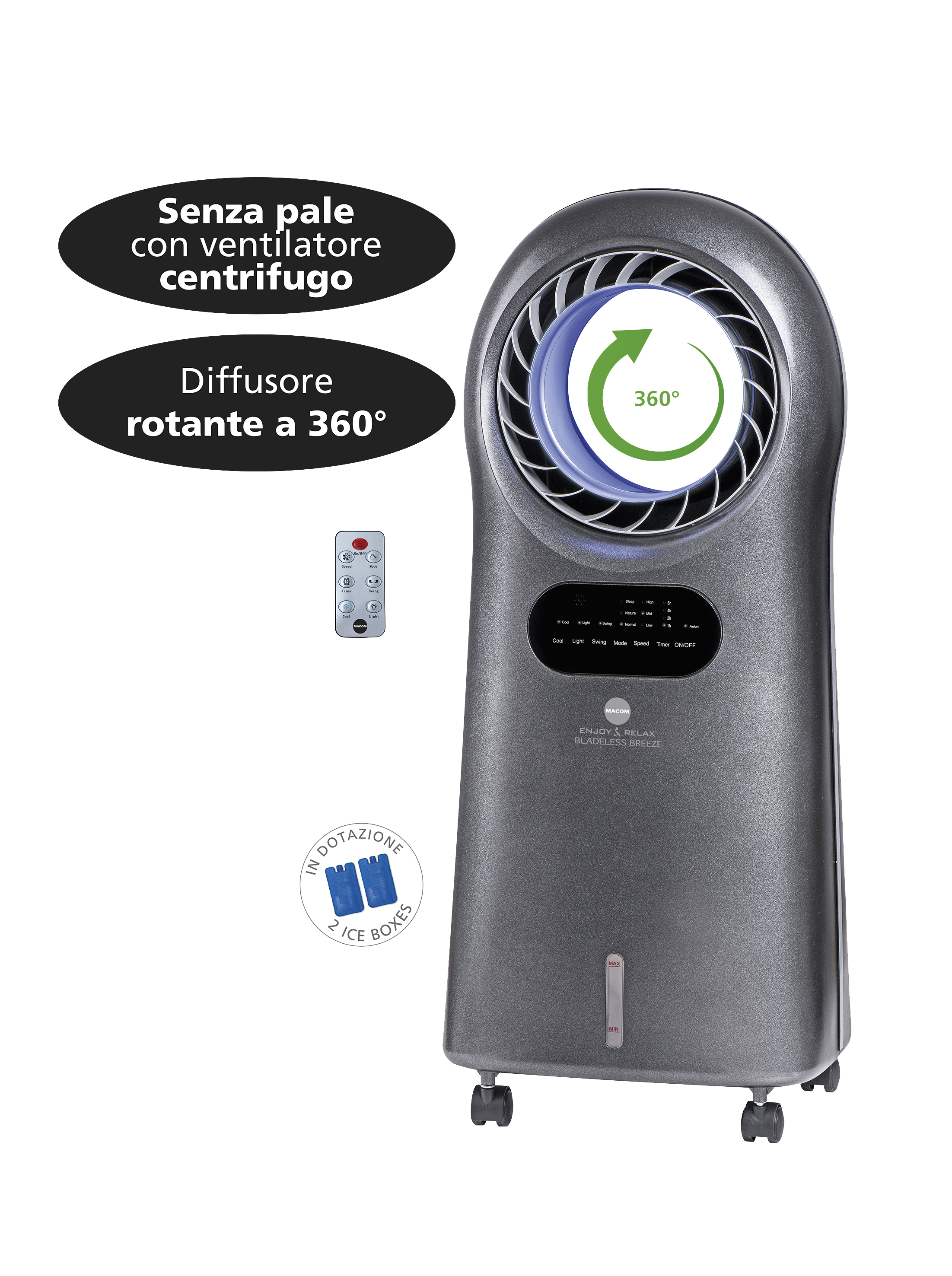 Macom Enjoy & Relax Bladeless Breeze Raffrescatore evaporativo