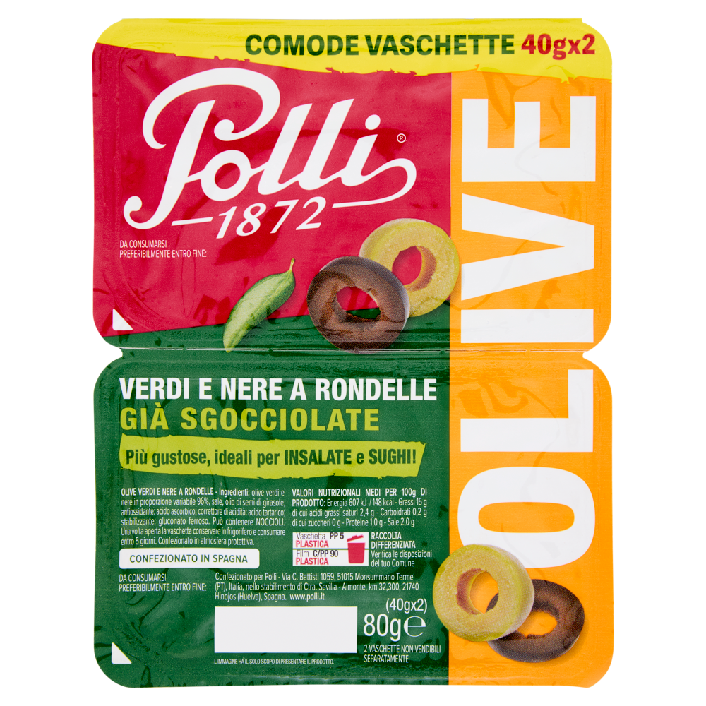 Polli Olive Verdi e Nere a Rondelle Gi&agrave; Sgocciolate 2 x 40 g
