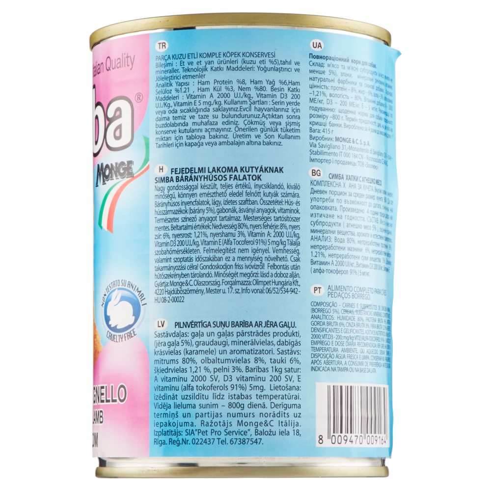 Simba Bocconi con Agnello 415 g