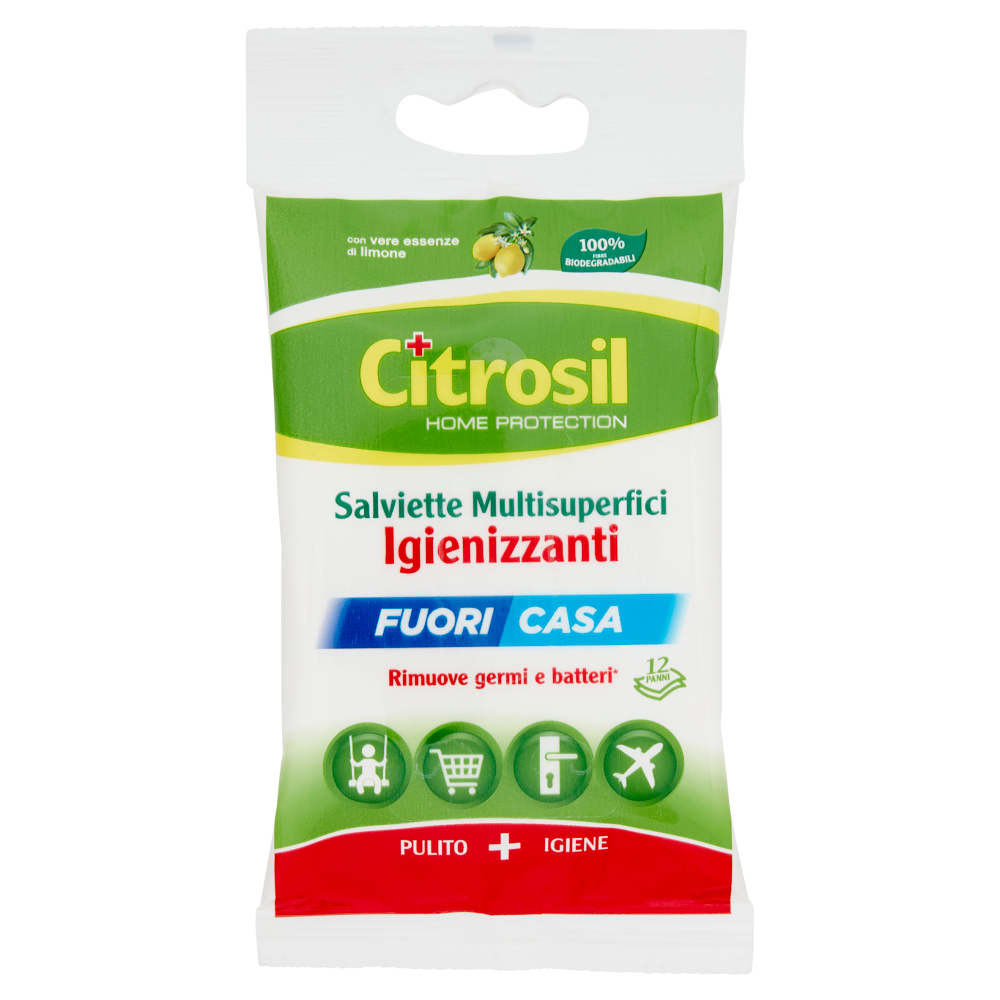 Citrosil Home Protection Fuori Casa -  Salviette Igienizzanti, 12 panni