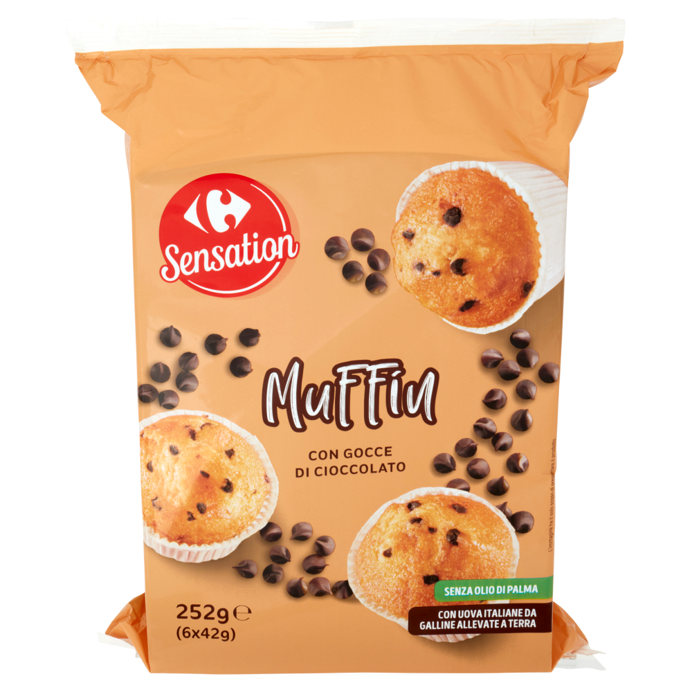 Carrefour Sensation Muffin con Gocce di Cioccolato 6 x 42 g
