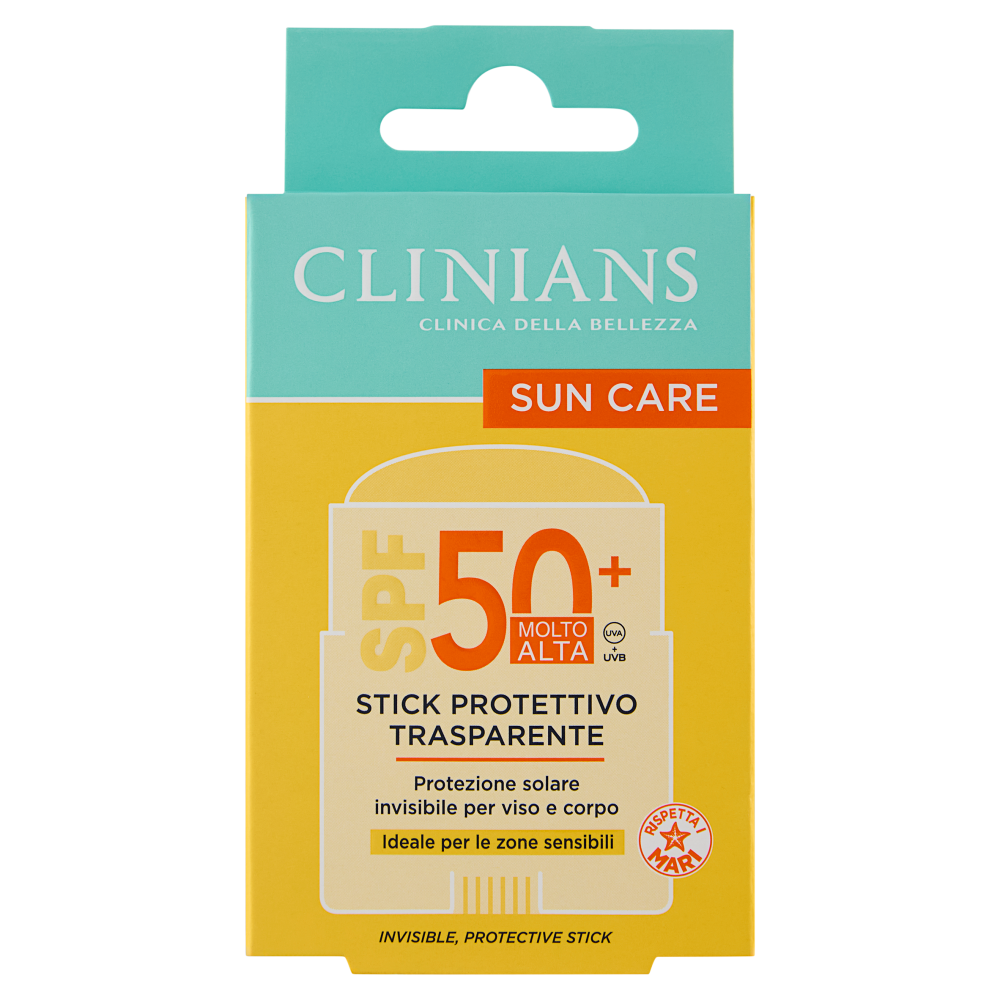 Clinians Sun Care Stick Protettivo Trasparente SPF 50+ Molto Alta 15 g