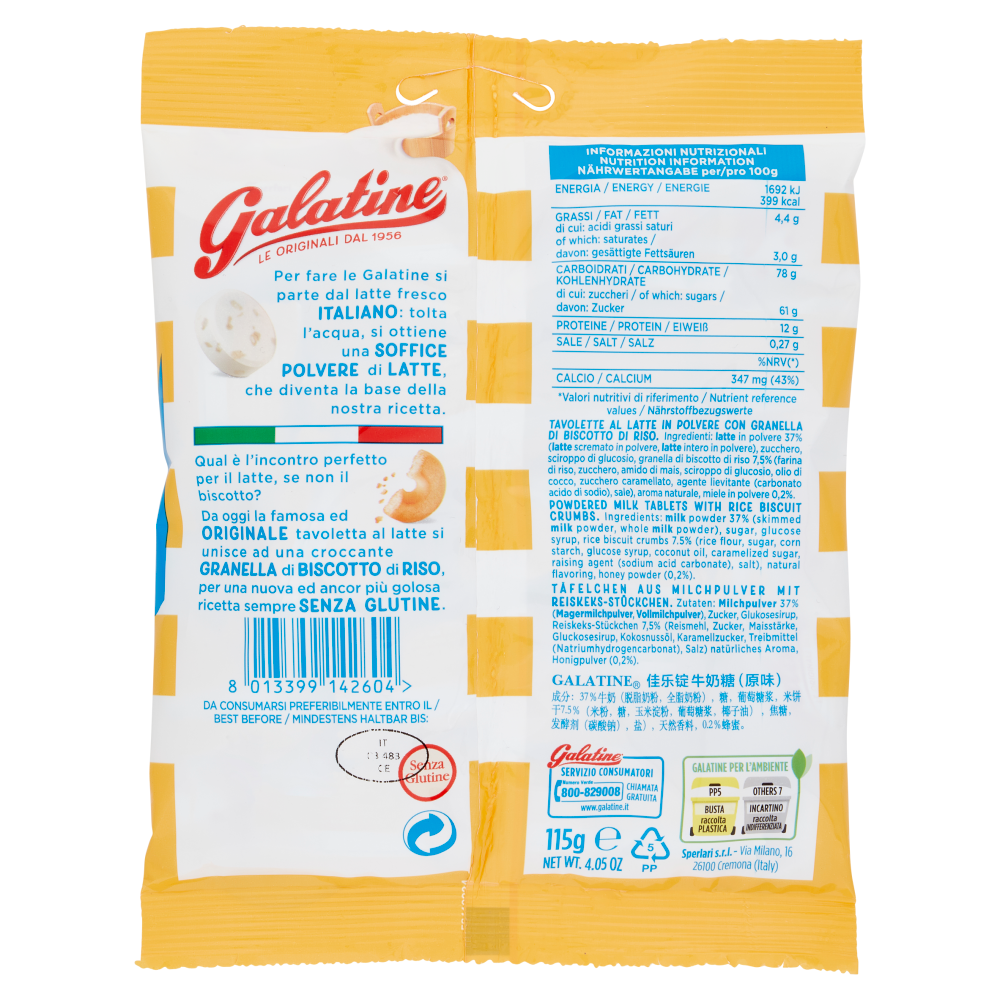 Galatine Tavolette al Latte e Biscotto 115 g