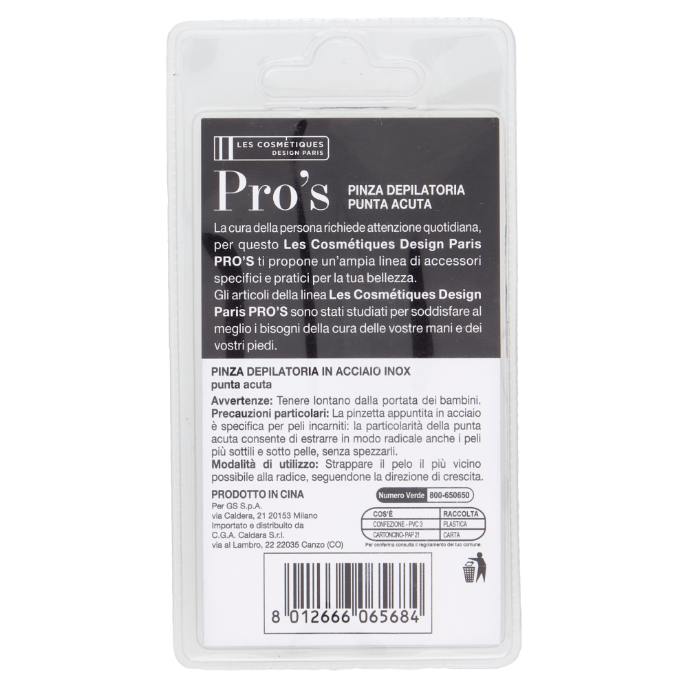 Les Cosmétiques Design Paris Pro's Pinza Depilatoria Punta Acuta