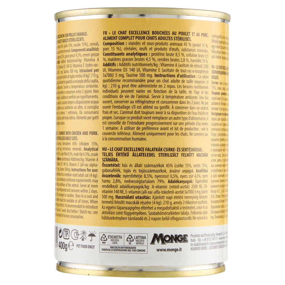 LeChat Excellence Sterilised Bocconcini Cotti al Forno Bigusto Pollo Maiale 400 g