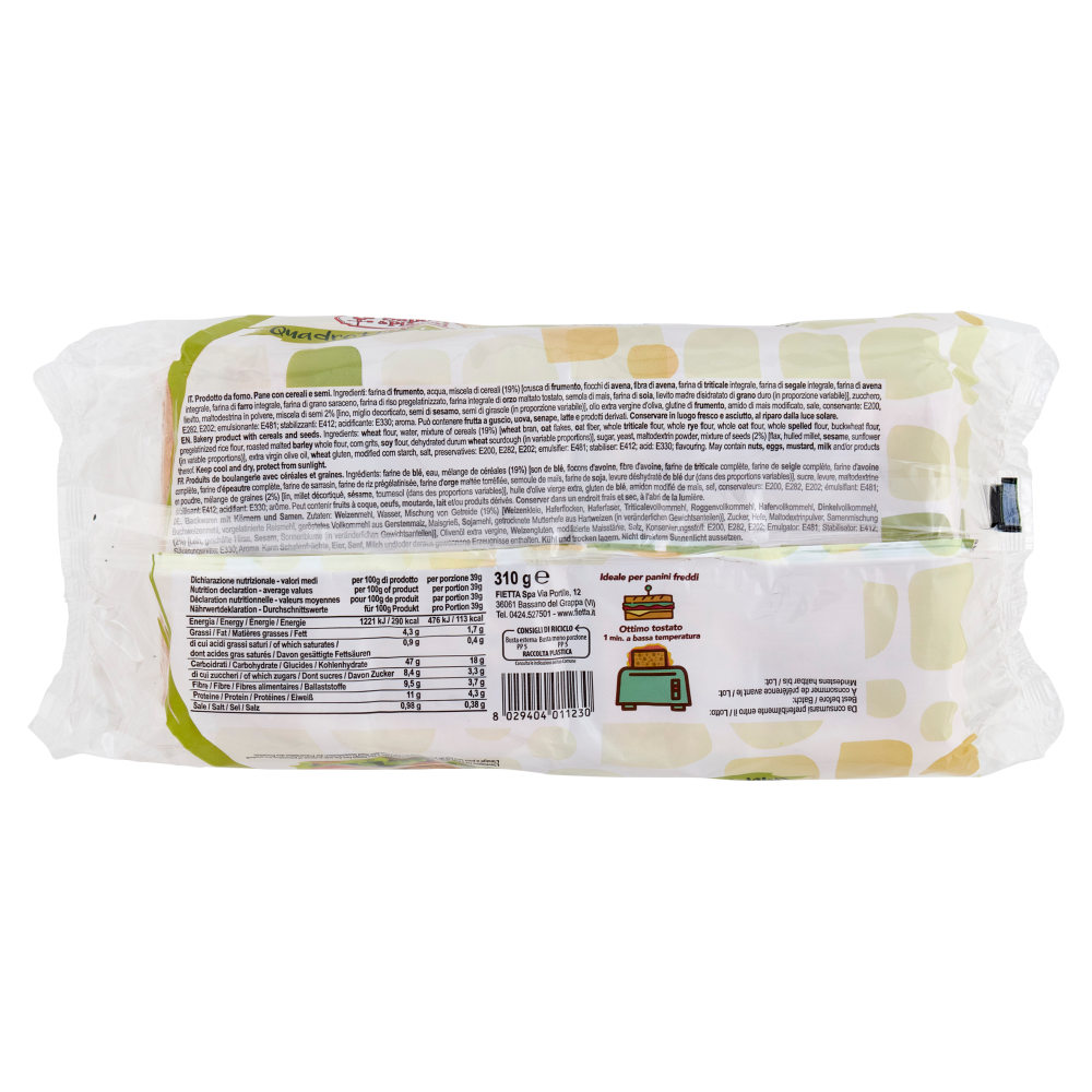 Sapori & Piaceri Quadrottine Cereali e Semi 8 monoporzioni 310 g