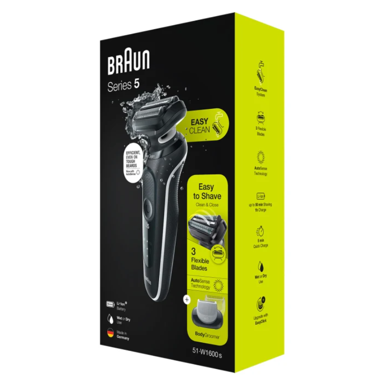 Braun Series 5 51-W1600s Rasoio Nero, Bianco