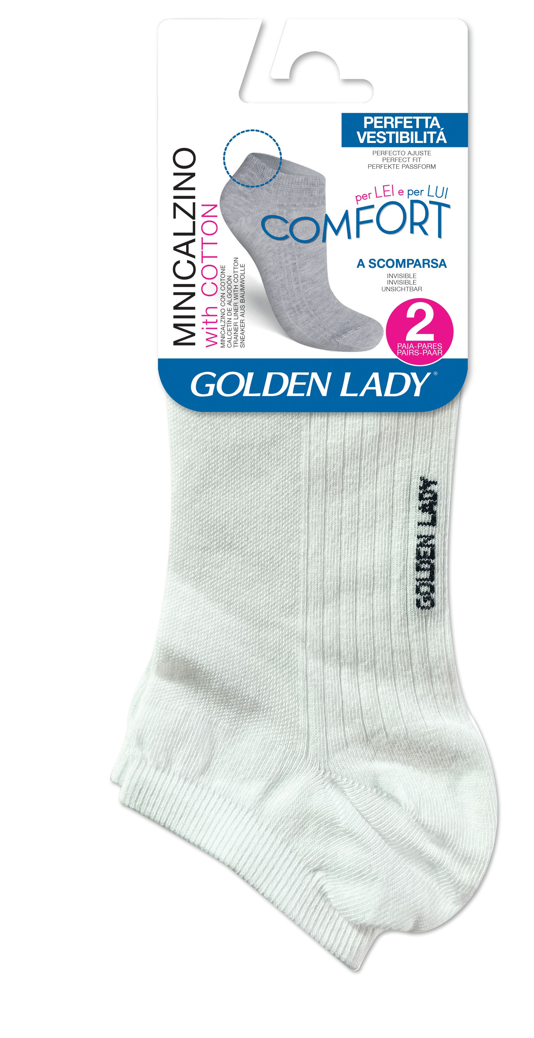 Golden Lady Minicalzino Unisex 2P Bianco Tg. S-M