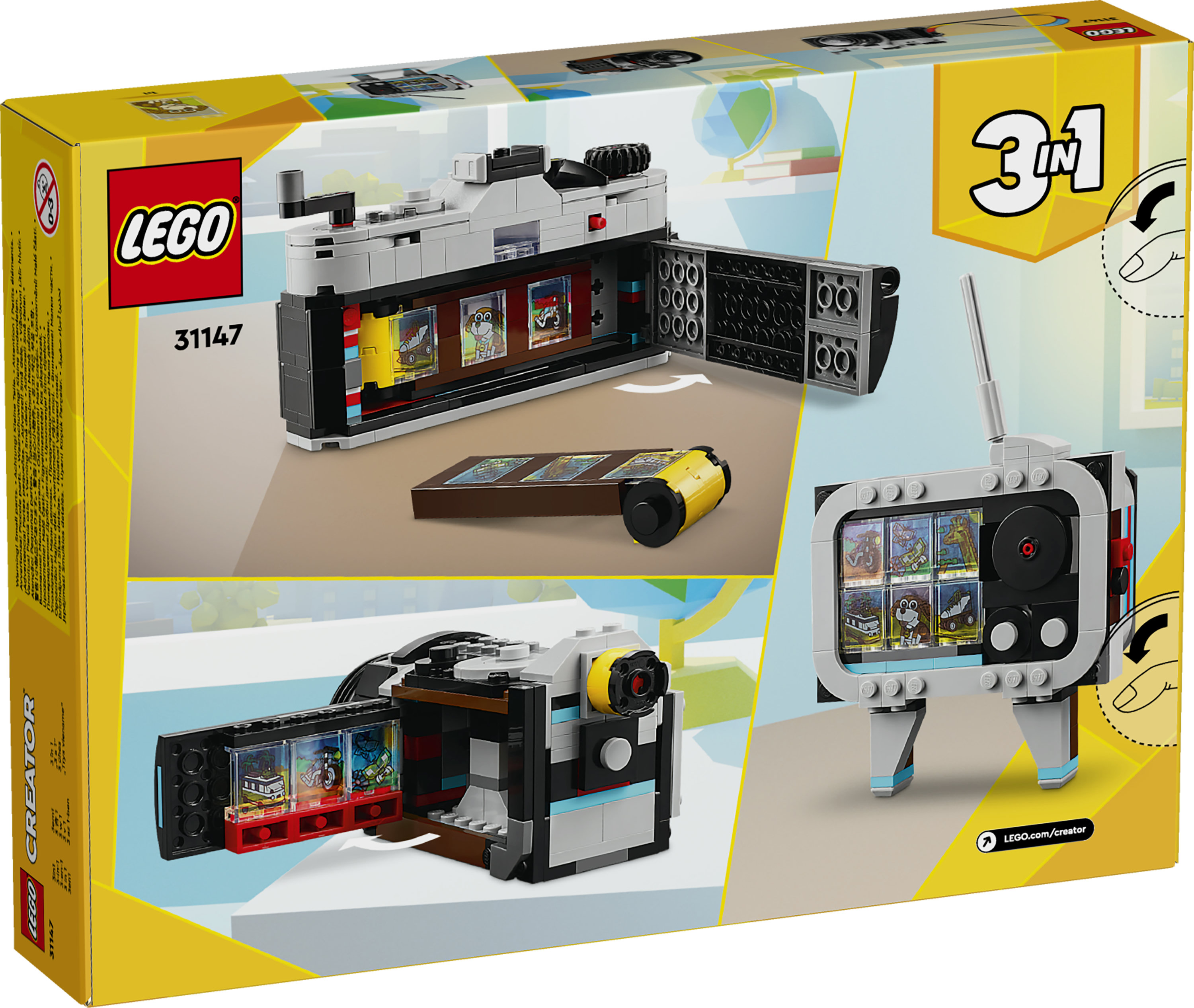 LEGO Creator 31147 3in1 Fotocamera Retro, Giochi per Bambini 8+ Anni, Macchina Fotografica Trasformabile in Videcamera o TV