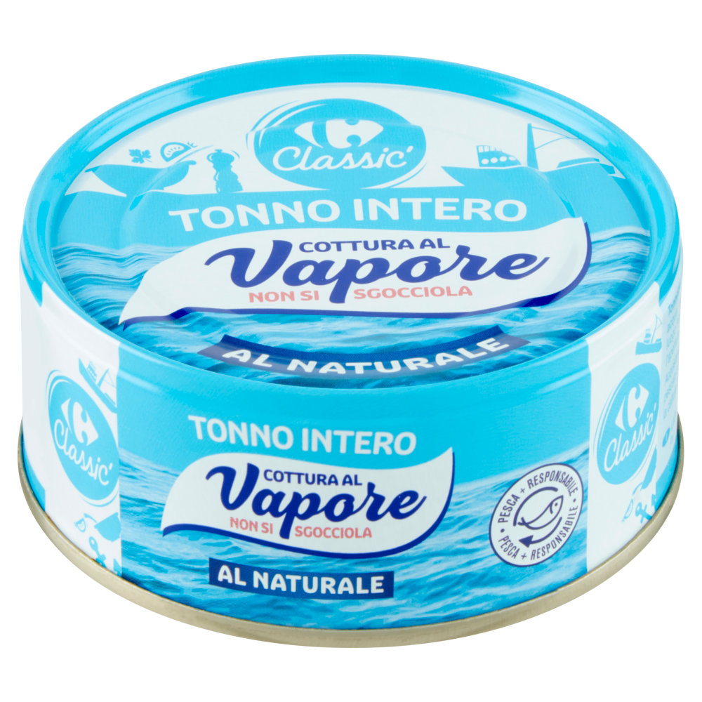 Carrefour Classic Tonno Intero Cottura al Vapore al Naturale 130 g
