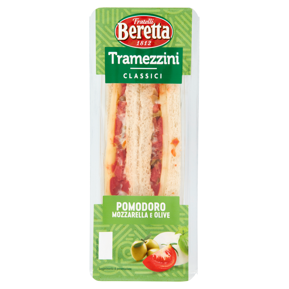 Fratelli Beretta Tramezzini Classici Pomodoro Mozzarella e Olive 150 g