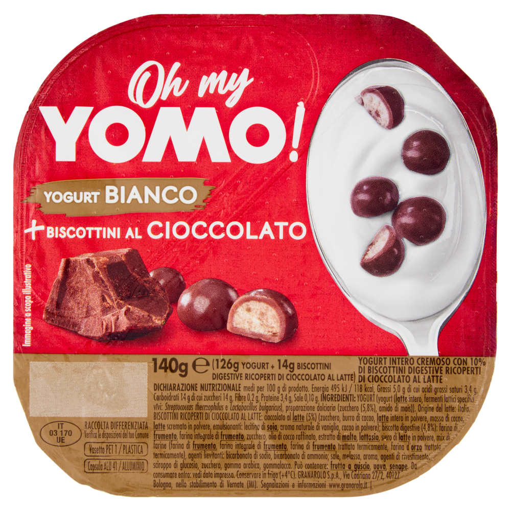 Oh my Yomo! Yogurt Bianco + Biscottini al Cioccolato 140 g