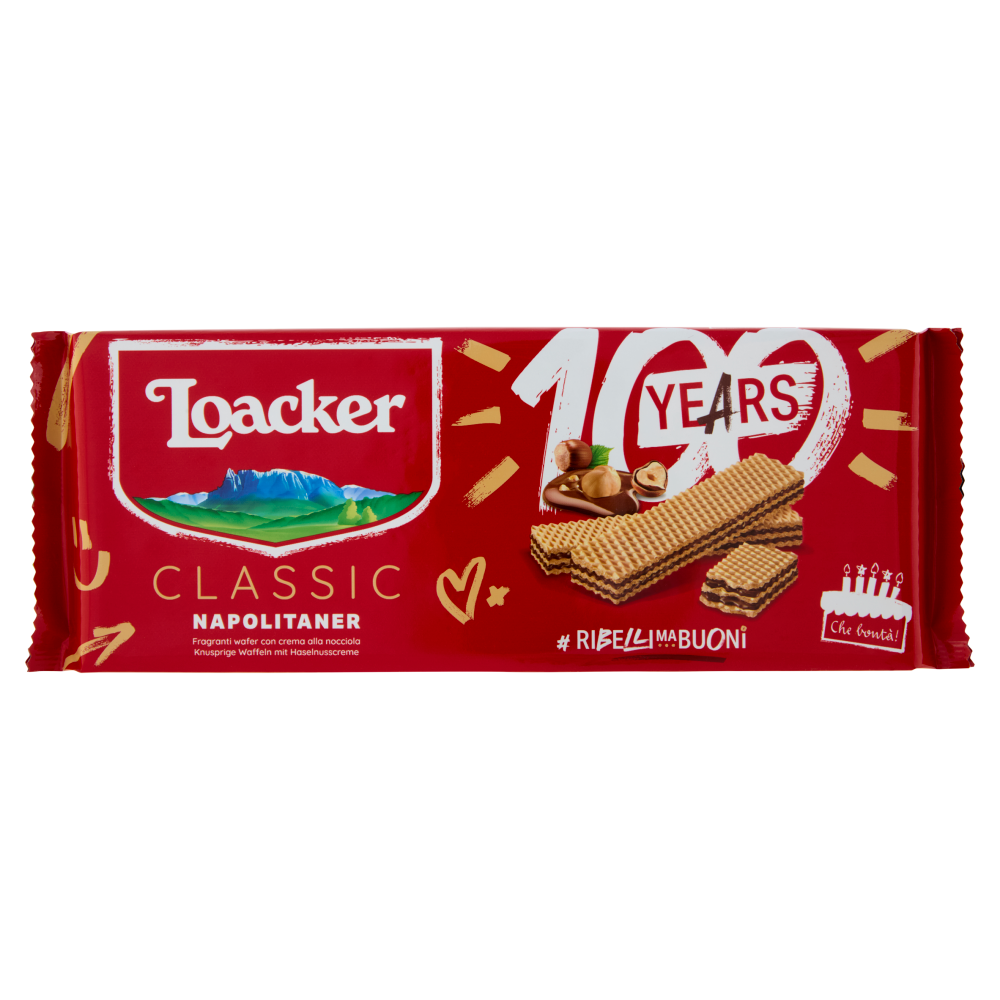 Loacker Classic Napolitaner Wafer con crema alle Nocciole 100% Italiane Wafers 175g