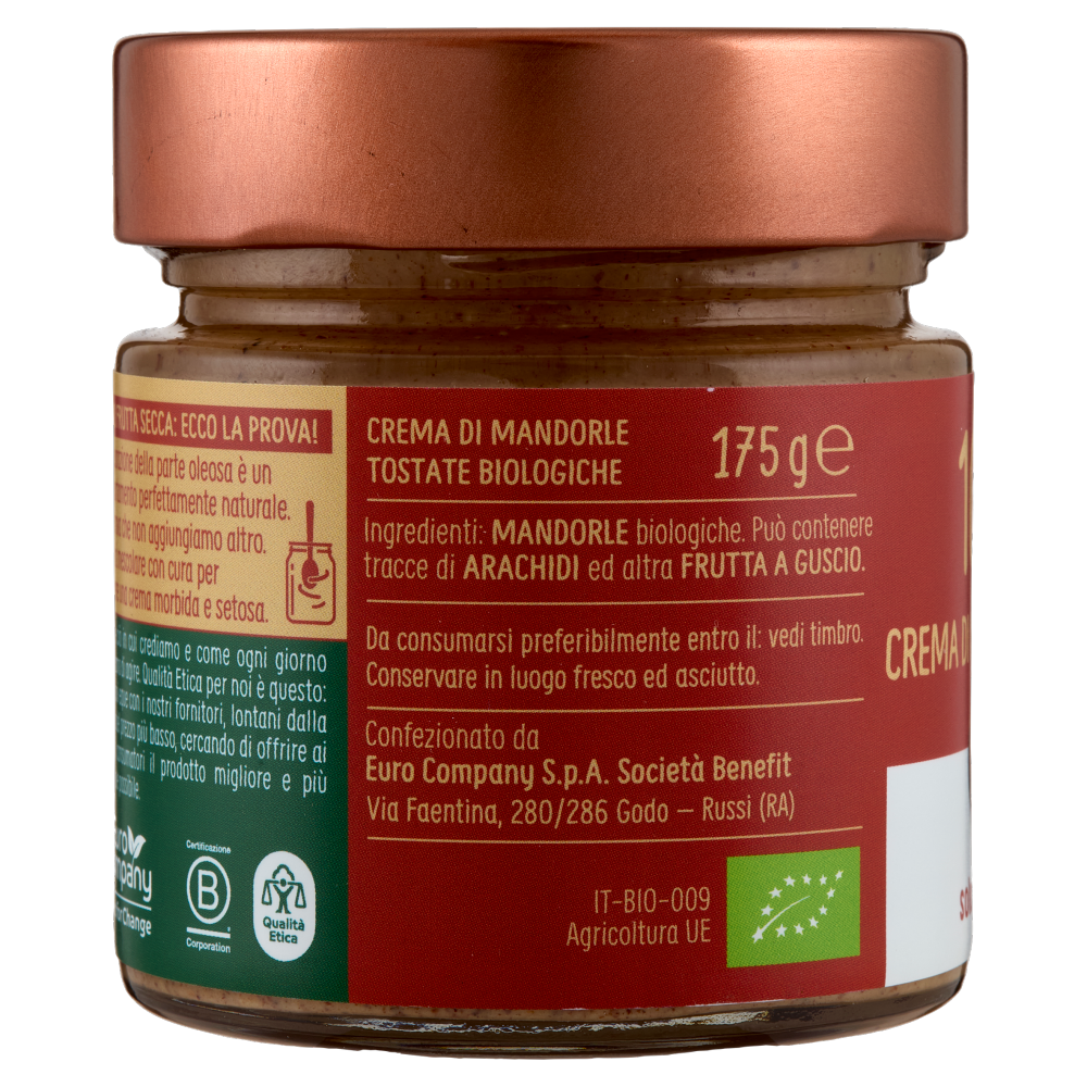 Euro Company 100% Crema di Mandorle Tostate Bio 175 g