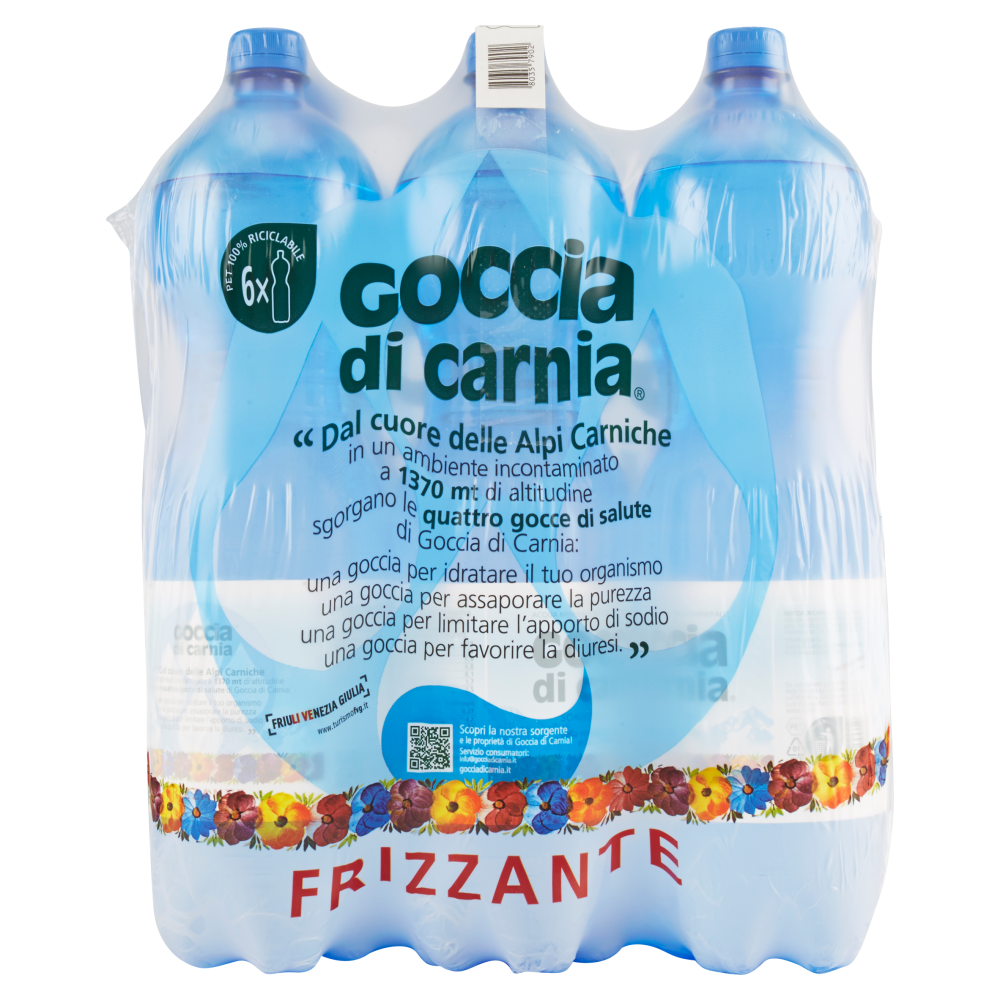 Goccia di Carnia Acqua Minerale Naturale Oligominerale Frizzante 6 x 1,5 L