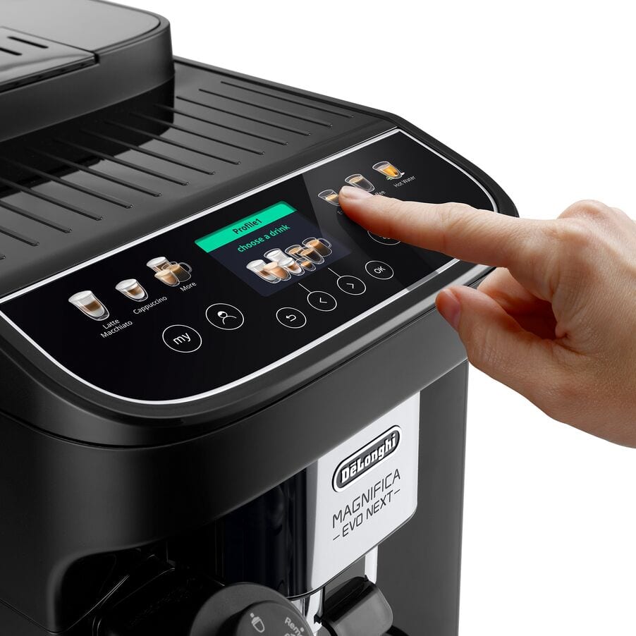 De&rsquo;Longhi Magnifica Evo Next ECAM310.60.B, Macchina Automatica per Caff&egrave; in Chicchi, Cappuccino al tocco di un tasto con la Caraffa Montalatte Automatica, 10 bevande dirette, Display Con Cursori, Nero