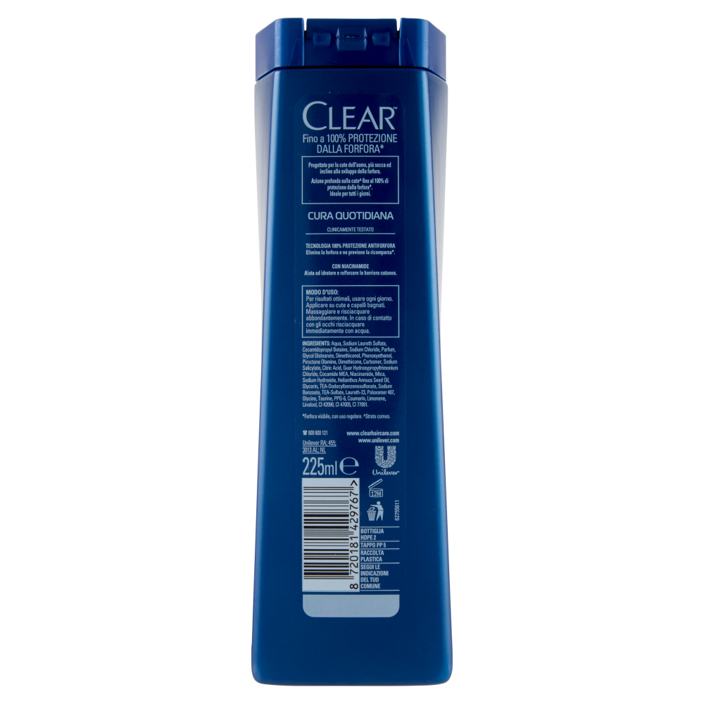 Clear Men Shampoo Antiforfora Cura Quotidiana 225 ml