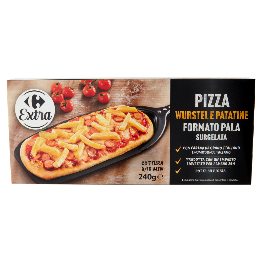 Carrefour Extra Pizza Wurstel e Patatine Formato Pala Surgelata 240 g