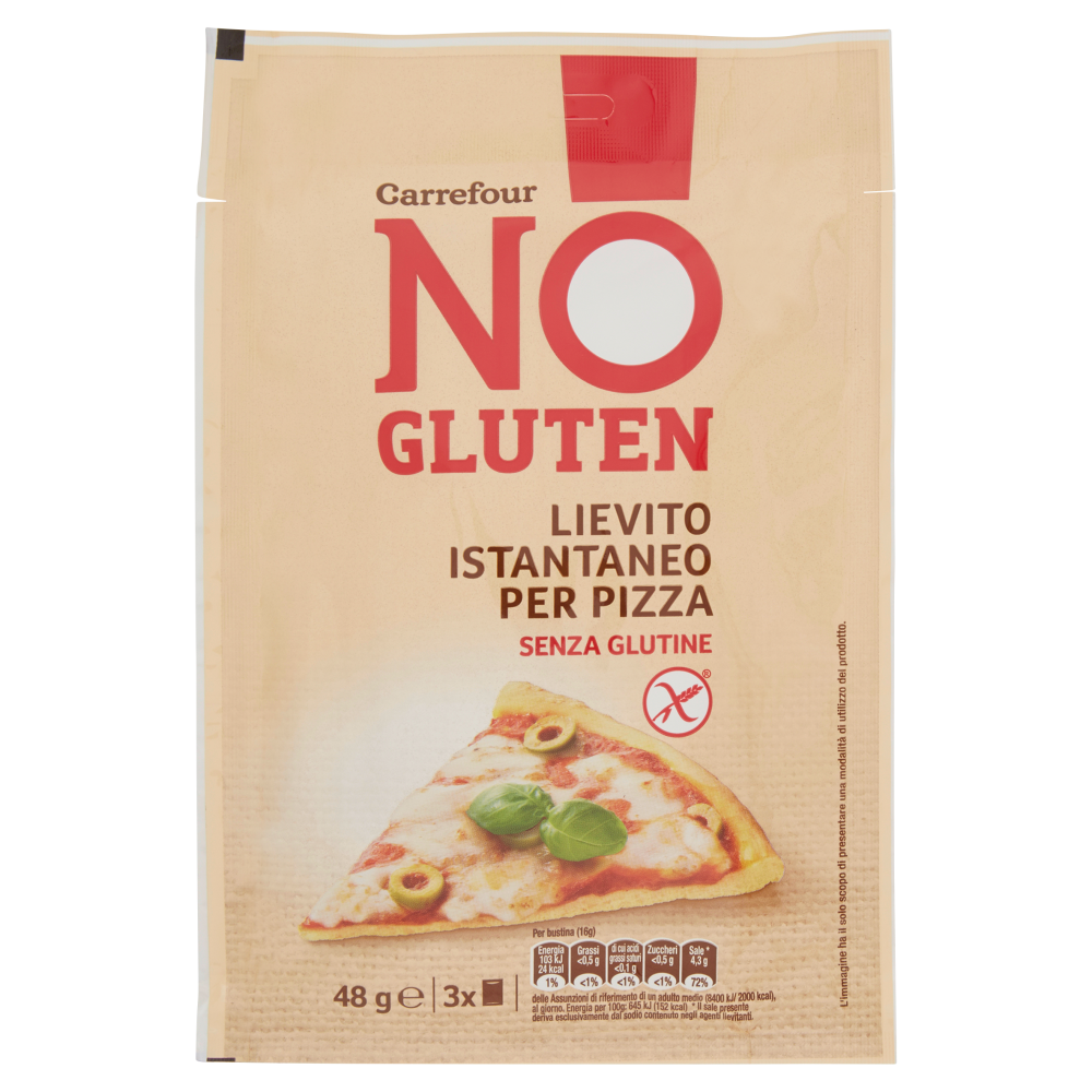 Carrefour No Gluten Lievito Istantaneo per Pizza 3 x 16 g